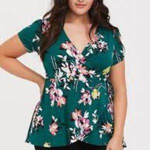 Plus Size - Emerald Green Studio Knit Wrap Top - Torrid